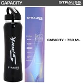 4 - Strauss Spark Stainless Steel Bottle,  Metal Finish Black  750 ml 