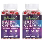 Nutrainix Hair Vitamins with Biotin,  30 gummies  Unflavoured Pack of 2 