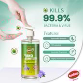 features - RunBugz Hand Sanitizer with 70% Alcohol, Lavender 500 ml Kills 99.9% Bacteria & Virus