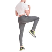 3 - Fitinc Men's Gym & Yoga Wear Stretchable Trackpant with Two Zipper Pockets,  Grey  Medium 