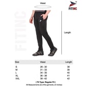 7 - Fitinc Lycra Stretchable Trackpant for Men with Two Side Zipper Pockets, Black Large