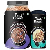 True Elements Chocolate Granola & Multigrain Oatmeal - On The Go Breakfast Combo,  Almonds Dark Chocolate & Natural  2 Piece(s)/Pack 