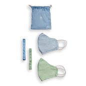 1 - Zero Risque Reusable Face Masks for Men & Women Pack of 2,  Sky Blue & Sea Green 