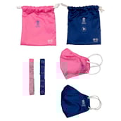 1 - Zero Risque Rajasthan Royals Pro Face Masks,  Navy Blue & Pink (Adult Pack of 2) 