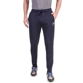 8 - Fitinc Dobby Stretchable Trackpant for Men with Two Zipper Pockets,  Navy Blue  XXL 