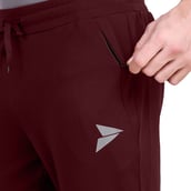 4 - Fitinc Dobby Stretchable Trackpant for Men with Two Zipper Pockets,  Maroon  Small 
