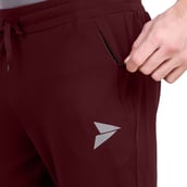 6 - Fitinc Dobby Stretchable Trackpant for Men with Two Zipper Pockets, Maroon XL