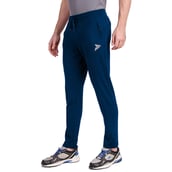 2 - Fitinc Dobby Stretchable Trackpant for Men with Two Zipper Pockets,  Air Force Blue  Large 