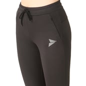 7 - Fitinc Premium Stretchable Trackpant with Zippers Pockets for Women, Black Medium