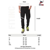 7 - Fitinc NS Polycotton Lycra Jogger with Both Side Zip Pockets,  Black  XL 