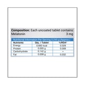 composition - Nutri Essentials Melatonin 3mg,  60 tablet(s) 