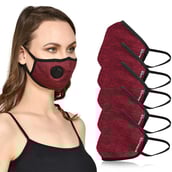 Strauss Unisex Anti-Bacterial Protection Mask with Vent,  Small, Red (Pack of 5) 