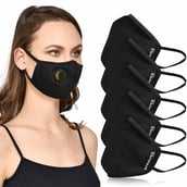 Strauss Unisex Anti-Bacterial Protection Mask with Vent,  Large, Black (Pack of 5) 