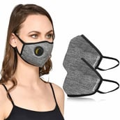 Strauss Unisex Anti-Bacterial Protection Mask with Vent,  Large, Grey (Pack of 2) 