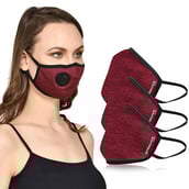 Strauss Unisex Anti-Bacterial Protection Mask with Vent,  Medium, Red (Pack of 3) 
