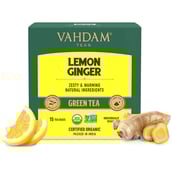 1 - VAHDAM Lemon Ginger Green Tea, 15 Piece(s)/Pack Natural