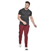 5 - Fitinc Striped Slim Fit Cotton Trackpant for Men, Wine Small