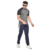 5 - Fitinc Striped Slim Fit Cotton Trackpant for Men, Navy Blue Large