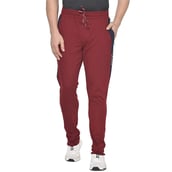 1 - Fitinc Striped Slim Fit Cotton Trackpant for Men,  Wine  Medium 