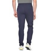 4 - Fitinc Striped Slim Fit Cotton Trackpant for Men,  Navy Blue  Small 