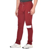 1 - Fitinc White Striped Cotton Trackpant with Both Side Zipper,  Wine  Small 
