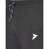 3 - Fitinc White Striped Cotton Trackpant with Both Side Zipper, Black Medium