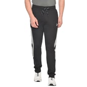 1 - Fitinc Side Striped Cotton Trackpant with Both Side Zipper Pockets, Black XL