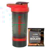 1 - Pro Nutrition & Fitness Shaker with 100% Whey Isolate Protein Swiss Chocolate,  Red  500 ml 