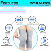 Strauss Compression Knee Support (Pair),  Grey  Large 