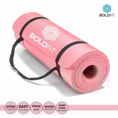 1 - Boldfit NBR Material Yoga Mat with Carrying Strap,  Pink  10 mm 