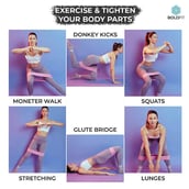 3 - Boldfit Fabric Resistance Band (Set of 3), Pink, Purple, Green Free Size