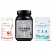 1 - Dr. Morepen Slim Shake 500g, Marine Collagen Skin Protein 240g, Muscle Food 100% Whey Protein 2.2lb Combo,  3 Piece(s)/Pack  Shake-Strawberry Fusion, Whey Protein-Double Chocolate 