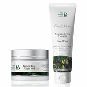 The Beauty Sailor Green Tea Night Gel 50 g & Avocado & Tea Tree Oil Face Wash Combo,  100 ml  Skin Repair 