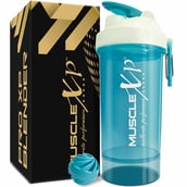 1 - MuscleXP PRO XP Gym Shaker,  Sea Blue (Blender) with Compartment  650 ml 