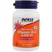 Now Vitamin D3 (5000 IU),  240 softgels  Unflavoured 