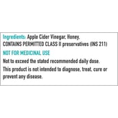 ingredients - HealthKart Apple Cider Vinegar with Honey,  0.5 L  Honey GT Liquidation 