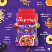 8 - Bagrrys Fruit n Fibre with Almonds & Raisins Muesli,  1 kg  Mixed Fruit 