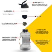 6 - MuscleBlaze Gallon Bottle with Mono Carton,  Black Transparent  1.5 L 