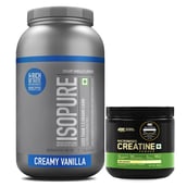1 - Isopure 100% Whey Protein Isolate with Less Than 1.5 Grams Carbs 4.4 lb & Optimum Nutrition Micronised Creatine 250g Combo, 2 Piece(s)/Pack Creamy Vanilla + Unflavoured
