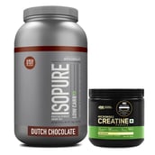 1 - Isopure Low Carb 4.41 lb & Optimum Nutrition Micronised Creatine 250g Combo,  2 Piece(s)/Pack  Dutch Chocolate + Unflavoured 