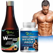 6 - Riffway Weight Gain Syrup 200 ml & Weight Proz 30 Capsules Combo, 2 Piece(s)/Pack Unflavoured
