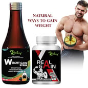 6 - Riffway Weight Gain Syrup 200 ml & Real Gain 30 Capsules Combo,  2 Piece(s)/Pack  Unflavoured 