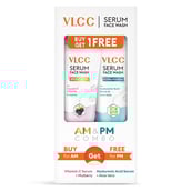 1 - VLCC Bright Glow & Hydra Nourish Serum Face Wash AM & PM Combo, 150 ml with Mulberry & Aloe Vera