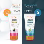 3 - VLCC Bright Glow & Hydra Nourish Serum Face Wash AM & PM Combo, 150 ml with Mulberry & Aloe Vera