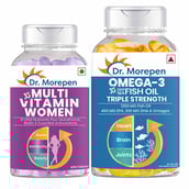 1 - Dr. Morepen Multivitamin Women 60 Tablets & Omega-3 Fish Oil 60 Softgels Combo, 2 Piece(s)/Pack Unflavoured