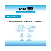 3 - Tata 1mg 3 Ply Surgical Mask,  Blue 