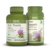 1 - GNC Milk Thistle 60 Capsules & Liver Support 60 Veg Capsules Combo,  2 Piece(s)/Pack 