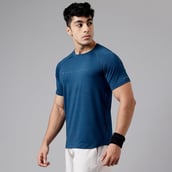 3 - MuscleBlaze Active Tee Half Sleeve,  Teal Blue  Small