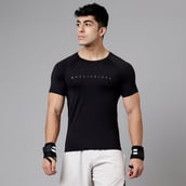 1 - MuscleBlaze Compression Muscle Tee Half Sleeve, Midnight Black Medium