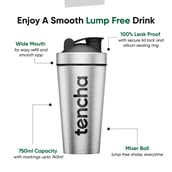 2 - Tencha Stainless Steel Protein Shaker,  Silver  750 ml 